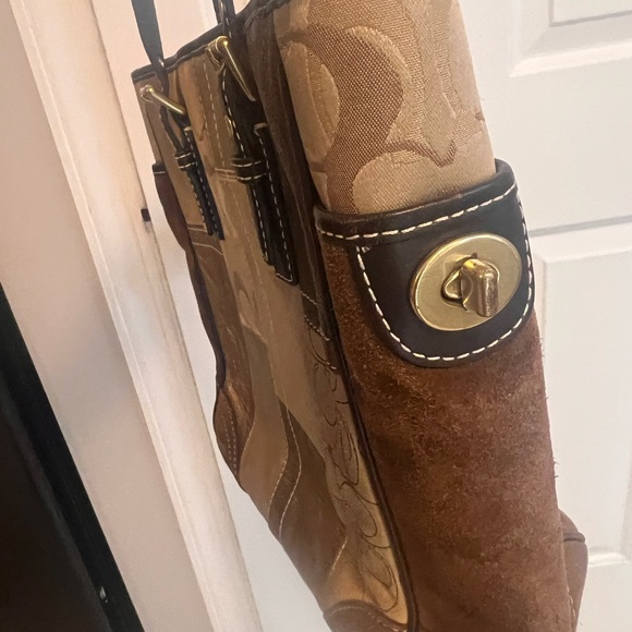 Coach Patchwork Tote Bag - Gold and Brown - Picture 7 of 12